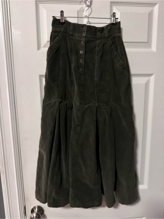 Together Dresses & Skirts - Vintage Together Olive Green Corduroy Button-Front Midi Skirt